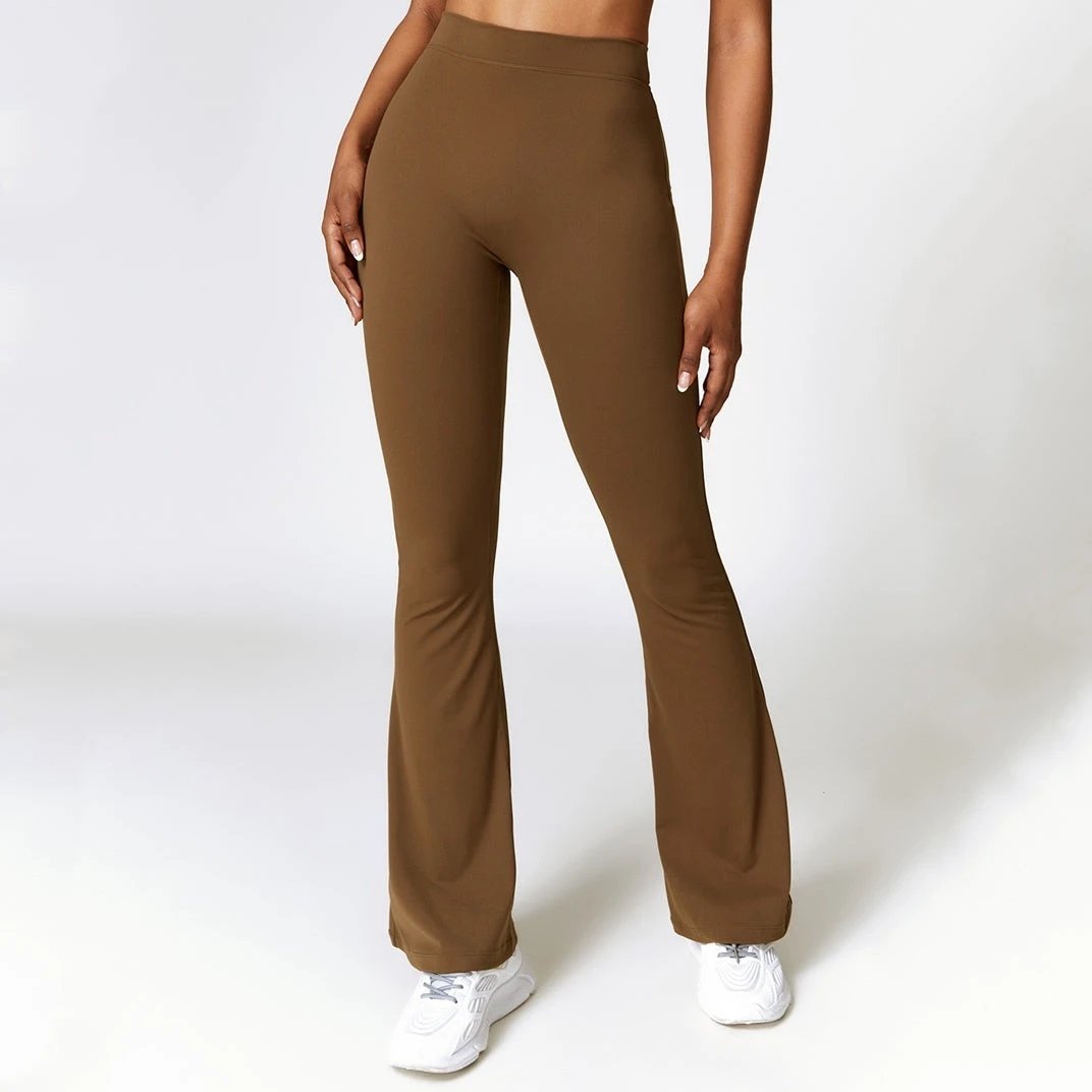 High-waist Quick-drying Fitness Sports Wide Legs Bootcut Trousers by GJG Denim