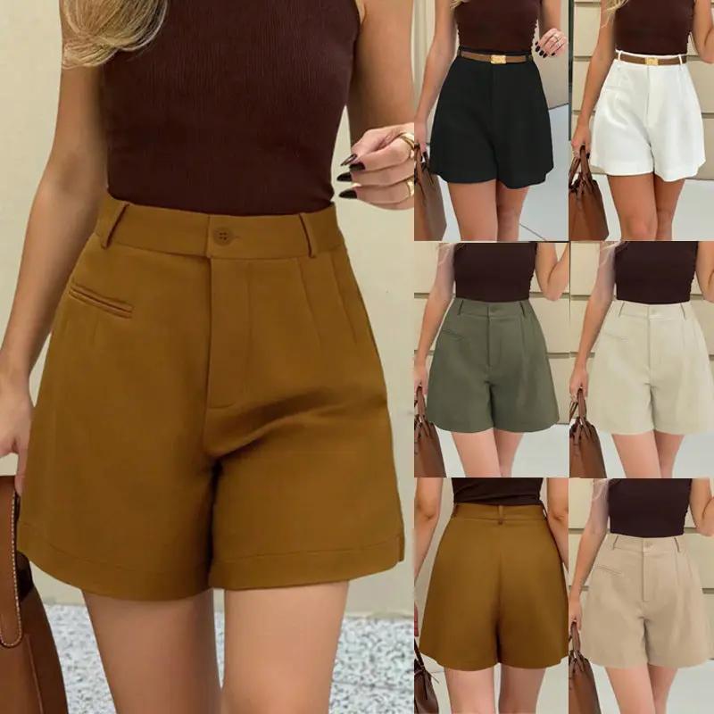 Fashionable Casual High-Waist Loose Straight-Leg Pants Womens Shorts by GJG Denim