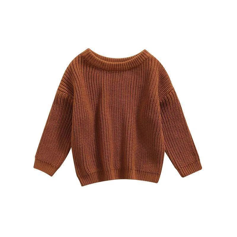 Girls' Solid Color Crew Neck Casual Sweater by GJG Denim