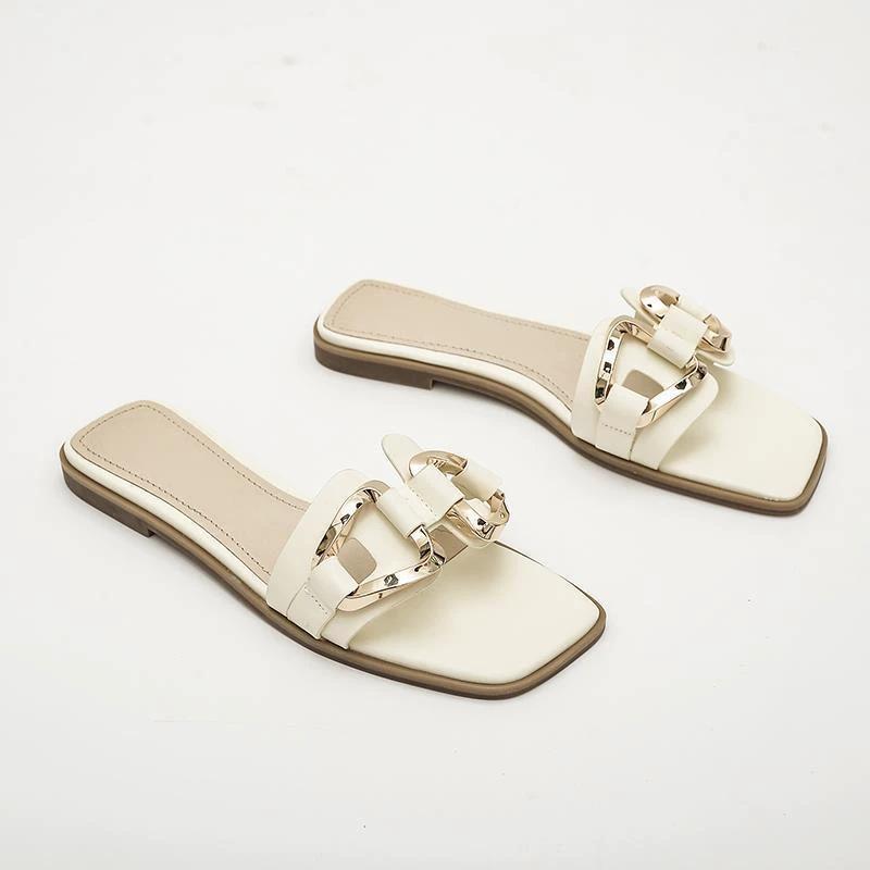 Flat sandals gold hardware by GJG Denim