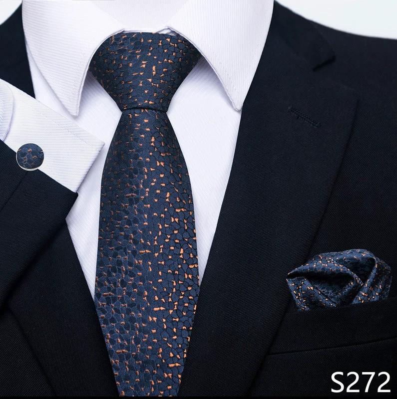 Men's Creative All-match Business Formal Wear Tie Scarf Cufflink Set by GJG Denim