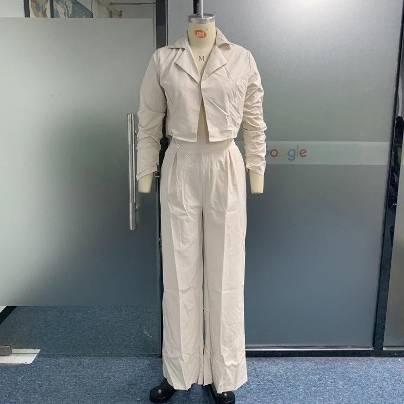 Women's Suit Autumn New Solid Color Loose Trousers Two-piece Set by GJG Denim