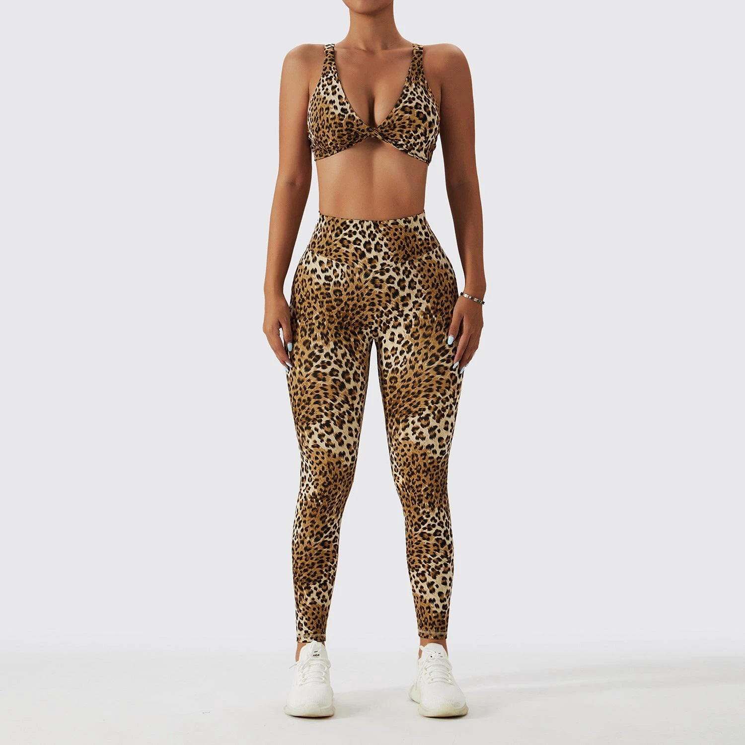 Leopard Print Nude Feel Yoga Clothes Beauty Back Skinny Peach Hip Raise High Waist Workout Clothes by GJG Denim