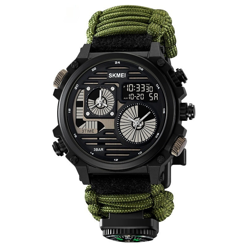 Men's Outdoor Exploration Multi-Function Waterproof Silicone Paracord Watch by GJG Denim
