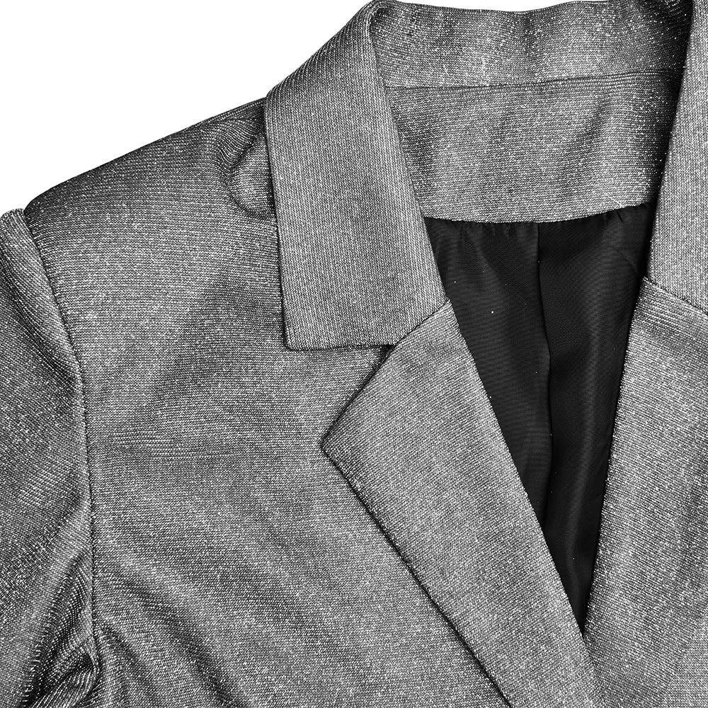 V-neck Long Sleeve Shiny Top Skirt Two-piece Suit by GJG Denim