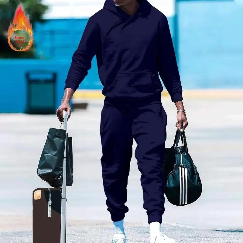 Men's Loose-Fit Two-Piece Sports Sweatshirt Set by GJG Denim