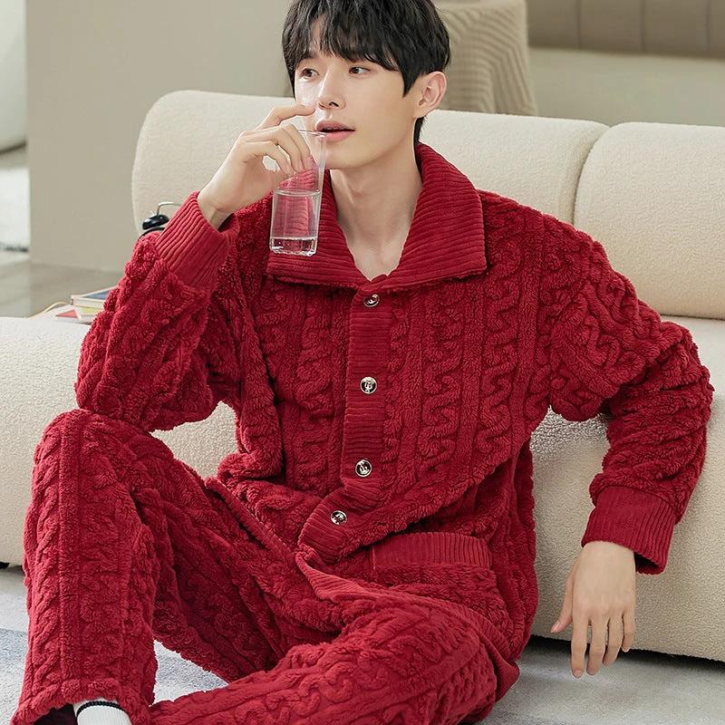 Men's Long Sleeve Cardigan Pajamas by GJG Denim