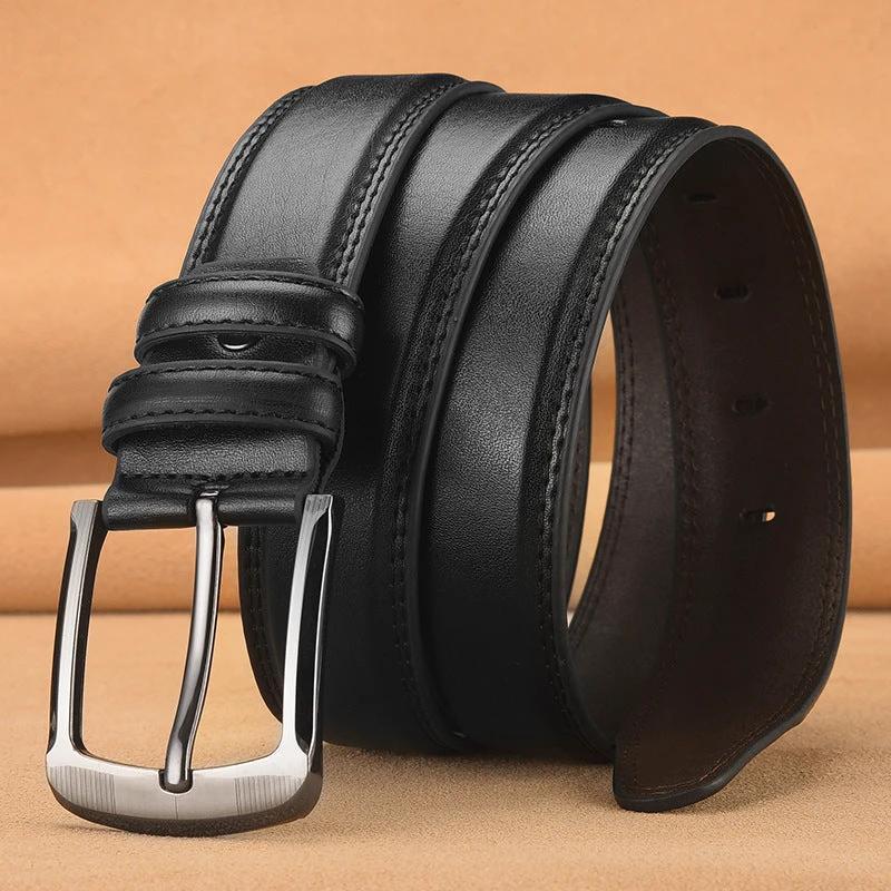 Men's Pin Buckle Cowhide Belt Business Fashion And Leisure by GJG Denim