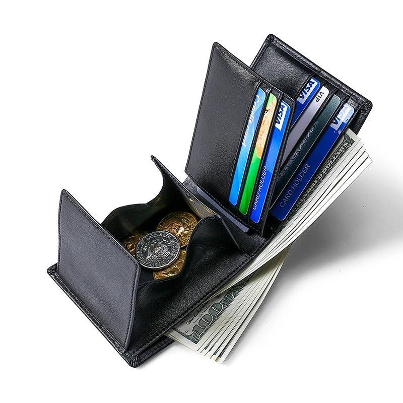 Multi-Functional RFID Anti-Skimming Leather Wallet For Men by GJG Denim