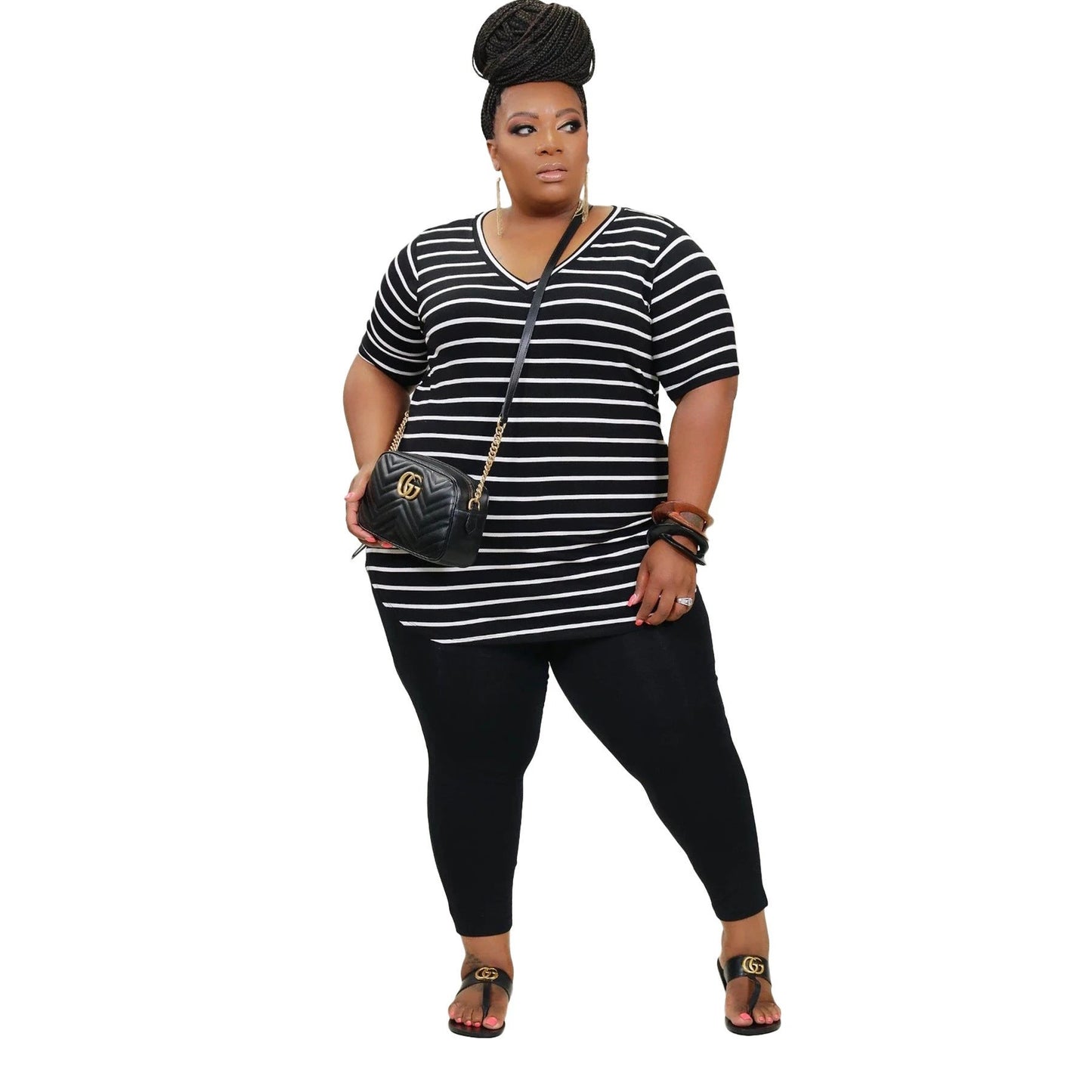 Women's Positioning Plus Size 5X Striped Printed Casual Suit by GJG Denim