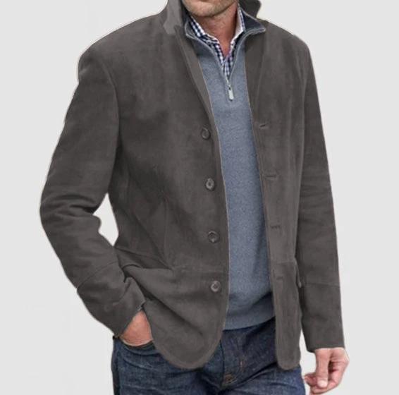 Men's Stand Collar Button-up Coat Casual Jacket by GJG Denim