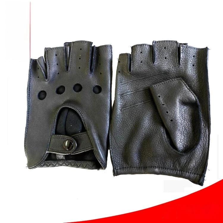 Men's Winter Sheepskin Half Finger Gloves by GJG Denim