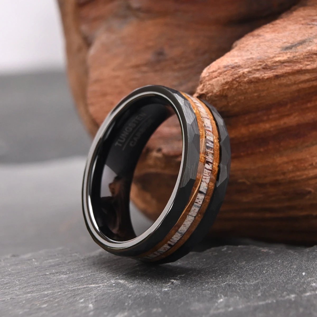 Electric Black Tungsten Steel Inlaid Ring For Men by GJG Denim