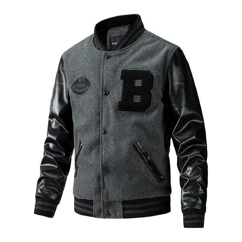 American Baseball Jacket Casual Embroidery Stitching by GJG Denim
