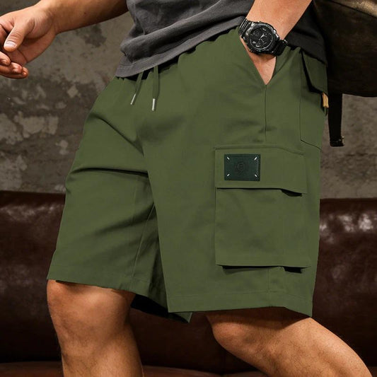 Men's Loose Elastic Casual Multi Pocket Shorts by GJG Denim