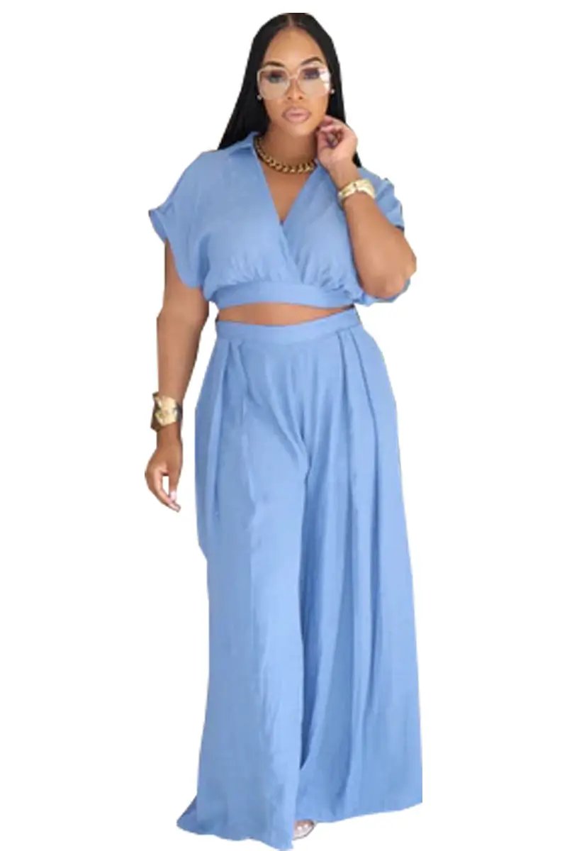 Solid-color Lapel Fashionable Loose-fitting Womens Set by GJG Denim