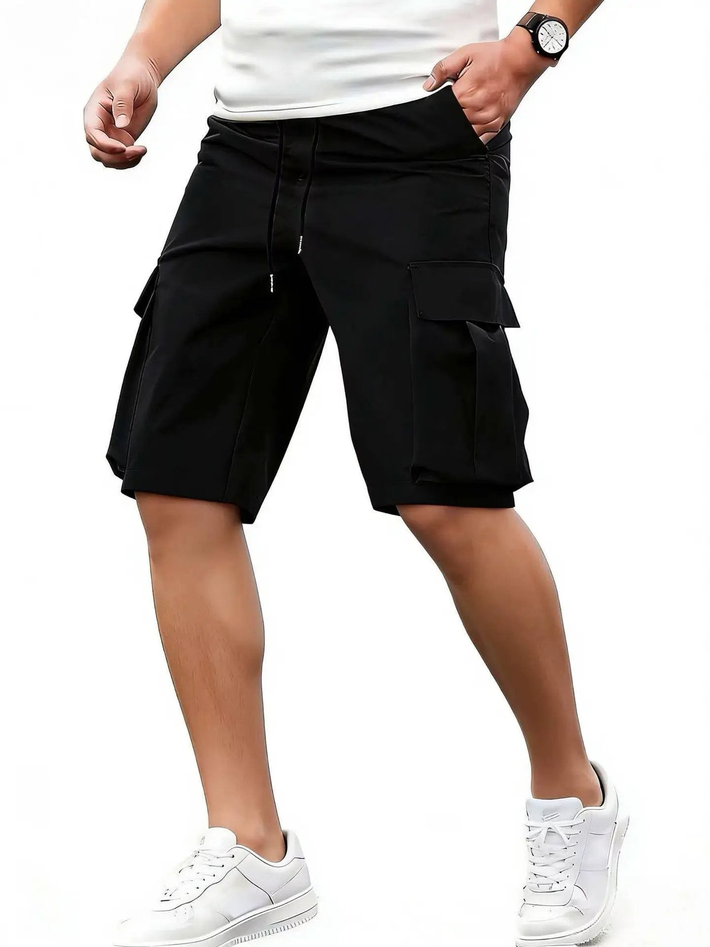 Men's Loose-Fit Casual Shorts With Multiple Pockets by GJG Denim