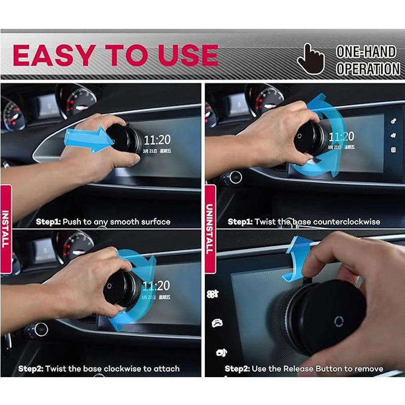 Car Phone Holder, Upgraded 360Adjustable Vacuum Suction 20X Magnets by GJG Denim