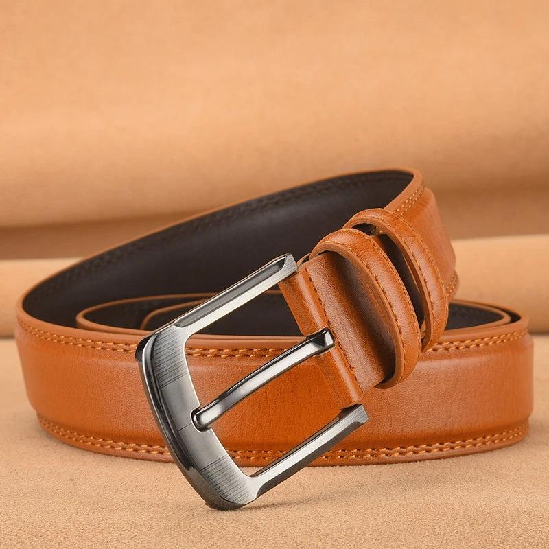 Men's Pin Buckle Cowhide Belt Business Fashion And Leisure by GJG Denim