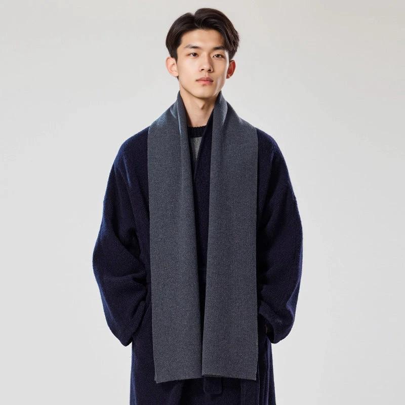 Solid-color Versatile Knitted Wool Scarf For Men by GJG Denim