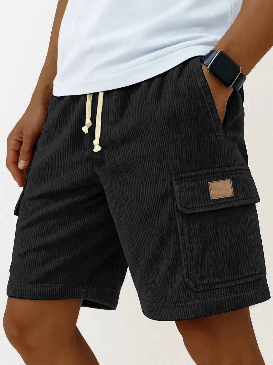 Mens Drawstring Corduroy Side-Pocket Shorts by GJG Denim