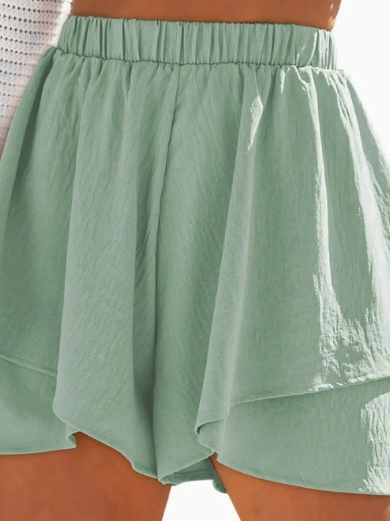 High-Waisted Elastic Waistband Layered Shorts by Lady Ros