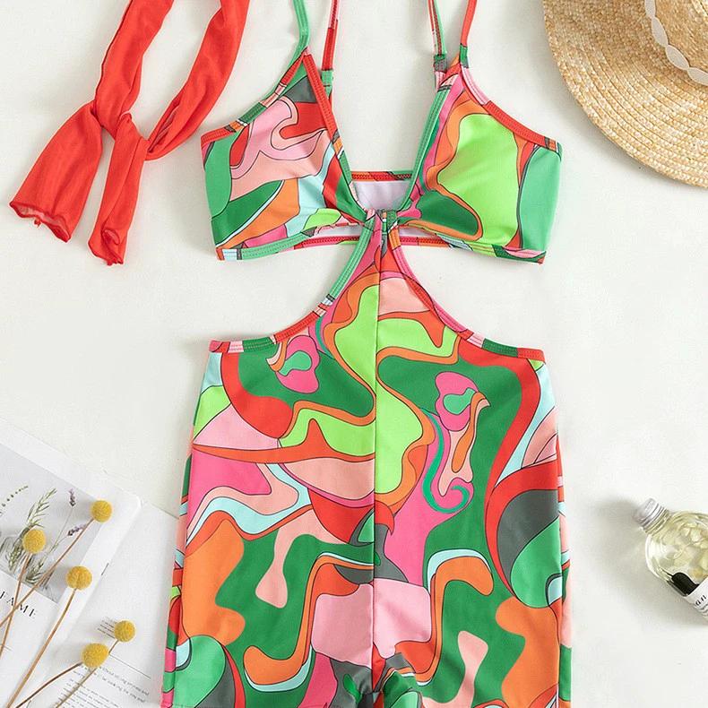 European And American Retro Printed One-piece Swimwear by GJG Denim