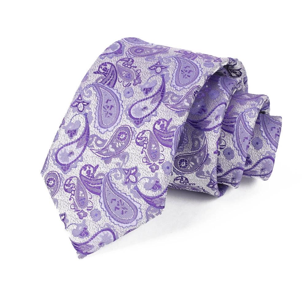 Jacquard-embroidered Cashew Flower Tie For Men by GJG Denim