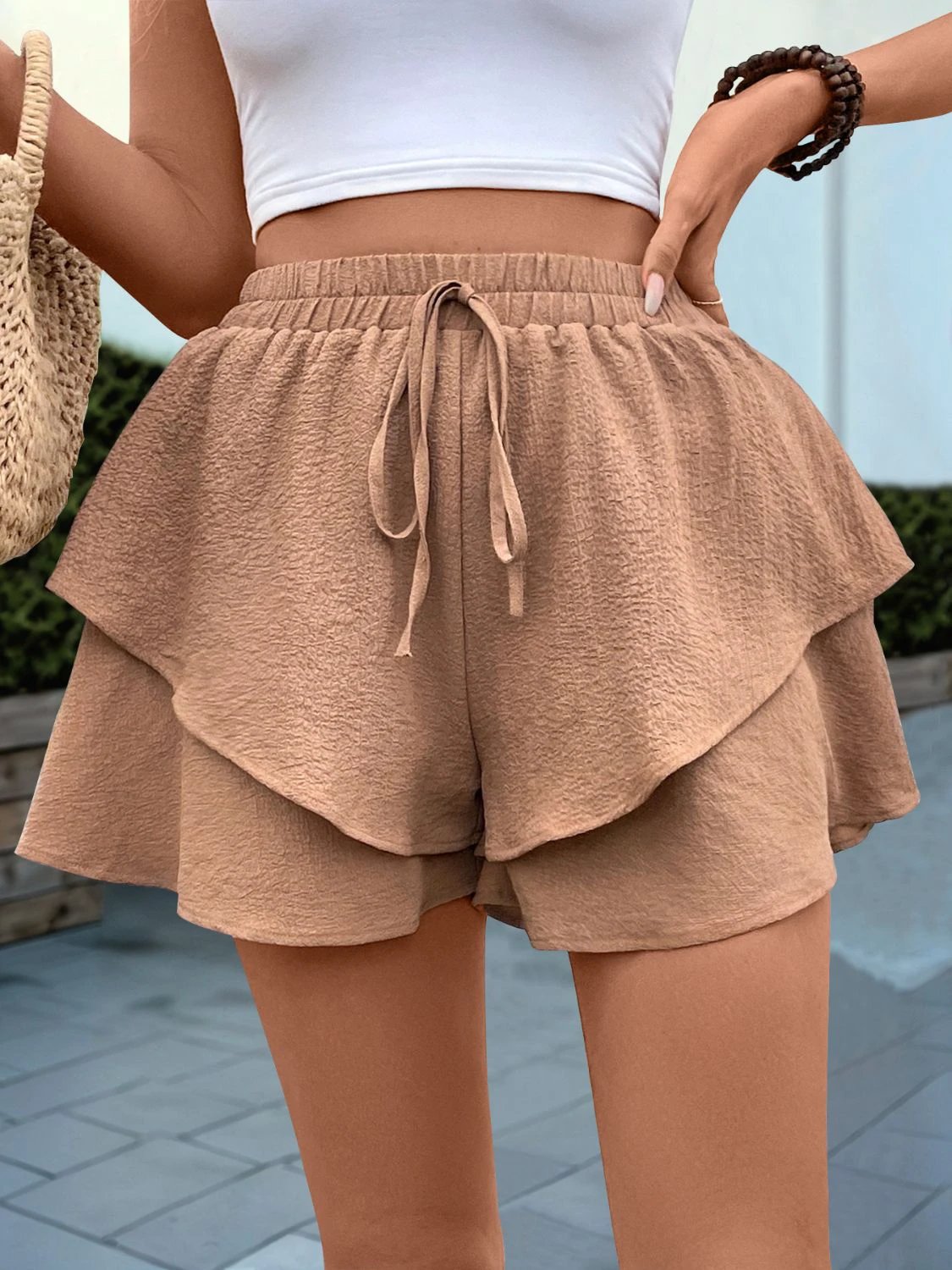 Perfee Tied Layered Shorts by Lady Ros