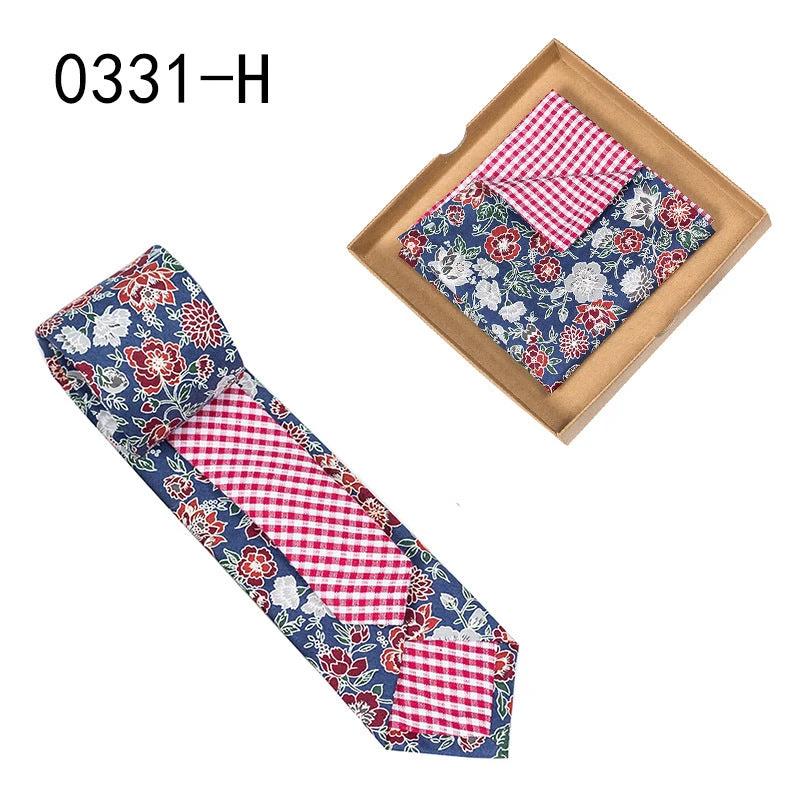 Men's Floral Print Tie and Pocket Square by GJG Denim