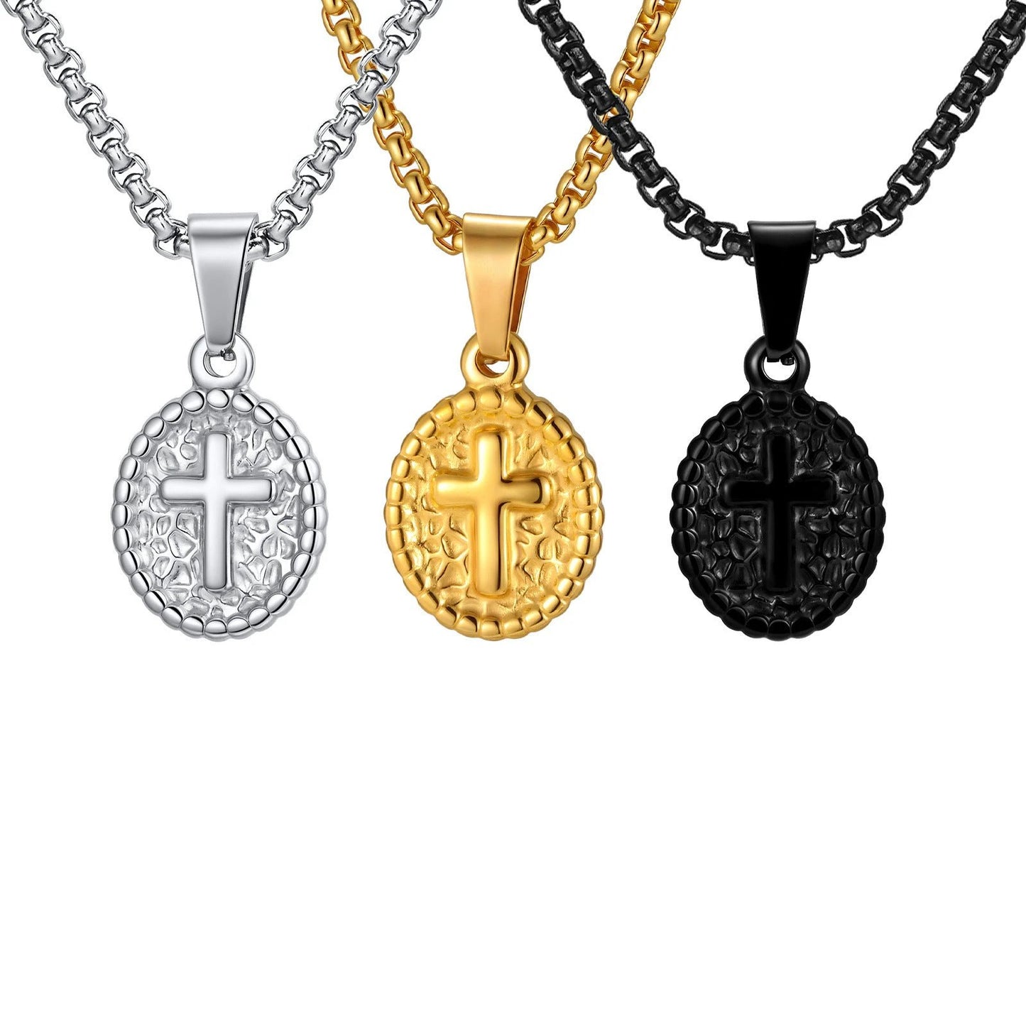 Casual Cross-Shaped Oval Pendant Necklace For Men by GJG Denim