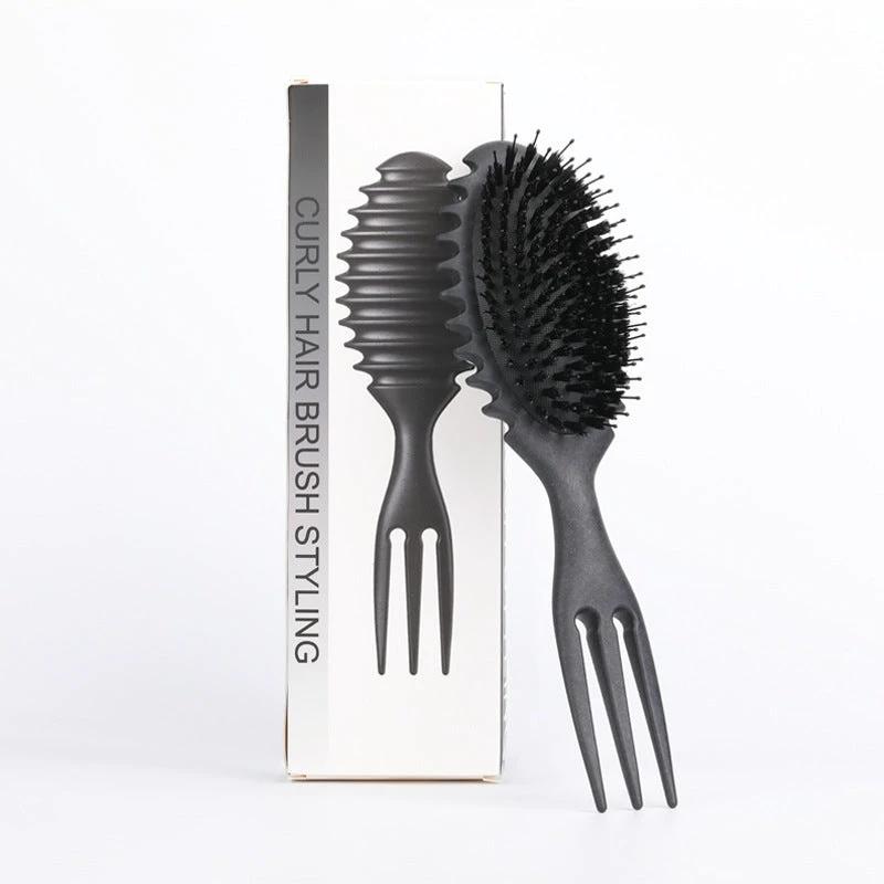 Curl Defining Bounce Hair Brush Barbershop Boar Bristle Comb Detangling Shaping Hairbrushes Professional Salon Home Styling Comb by GJG Denim