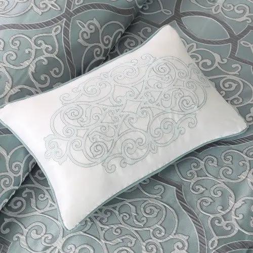 12 Piece Comforter Set With Cotton Bed Sheets Blue King by GJG Denim