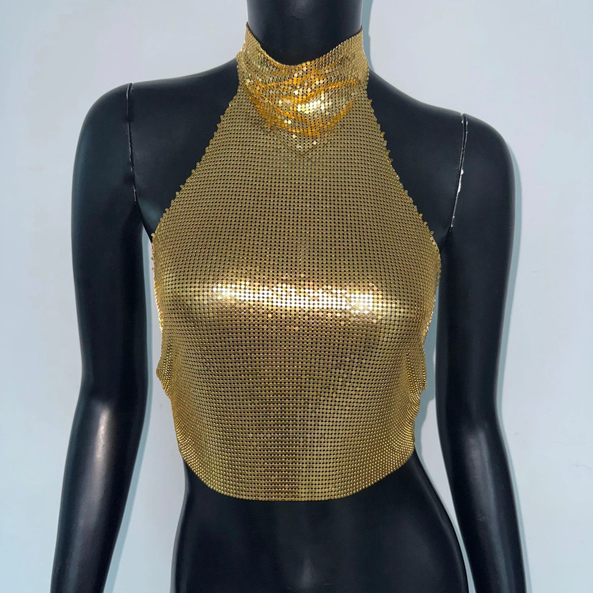Leopard Print Vest Halter Sequin Sling Women by GJG Denim