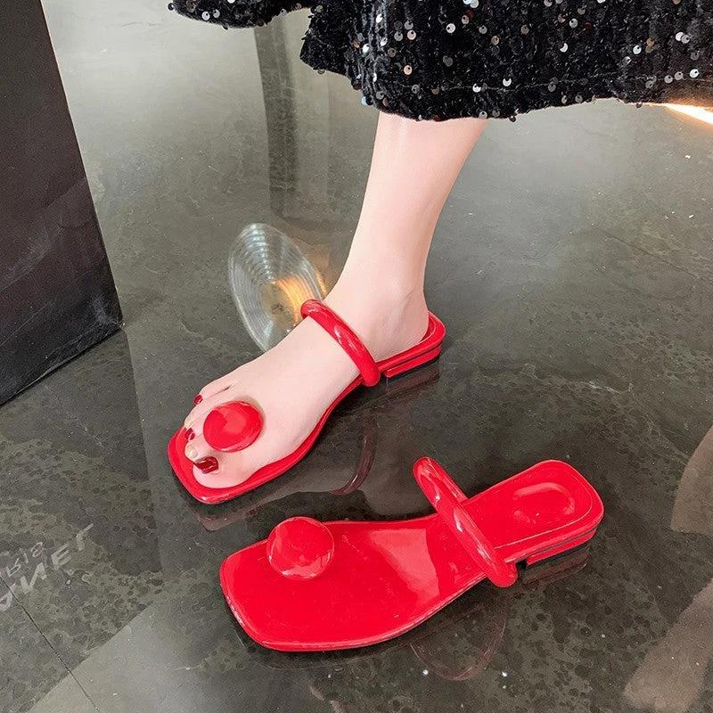 Fashion Patent Leather Beach Square Toe Wedge Sandals by GJG Denim