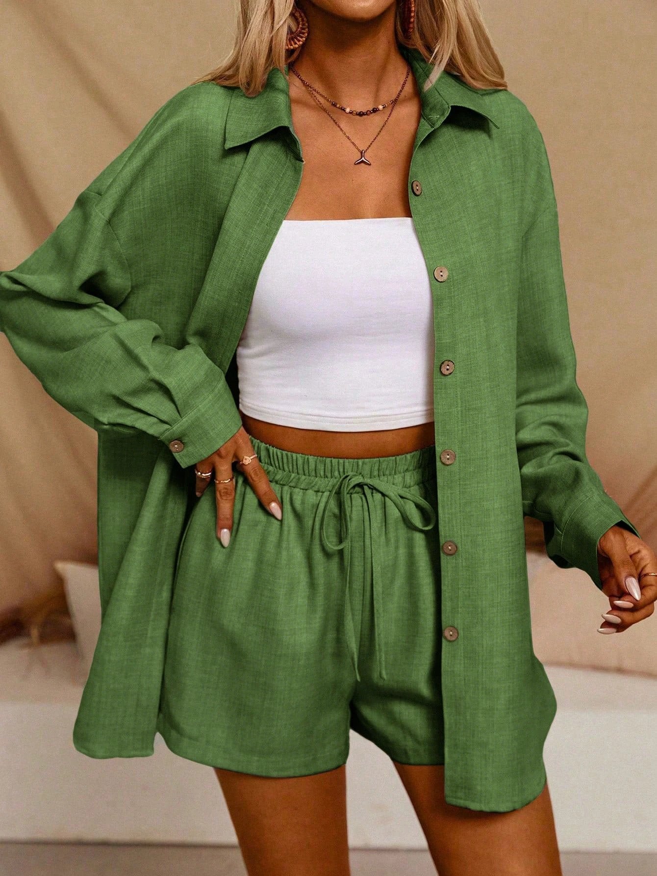 Tatting Cardigan With Shorts Fashion Casual Women's Suit by GJG Denim