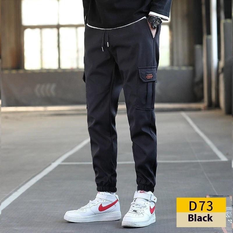 Men's Loose All-match Multi-pocket Wear-resistant Solid Color Ankle Banded Cargo Pants by GJG Denim