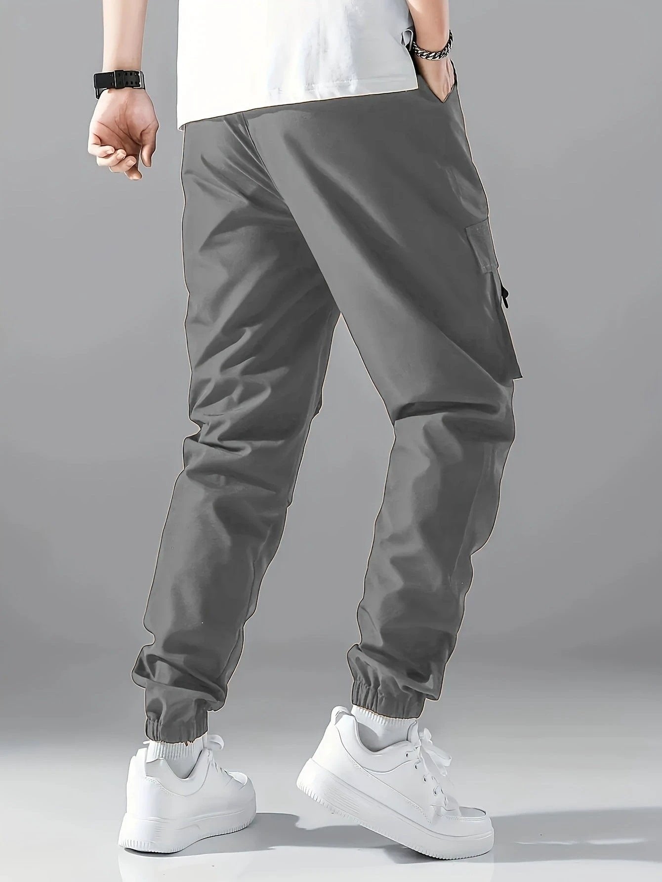 Straight Ankle Tied Wear-resistant Overalls Casual Pants by GJG Denim