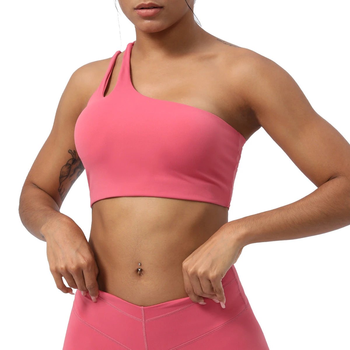 Slant Shoulder Strap Workout Underwear Women Hollow Out by GJG Denim