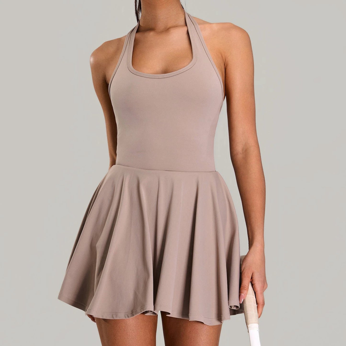 Nude Halter Neck Beautiful Back Sports Dress by GJG Denim