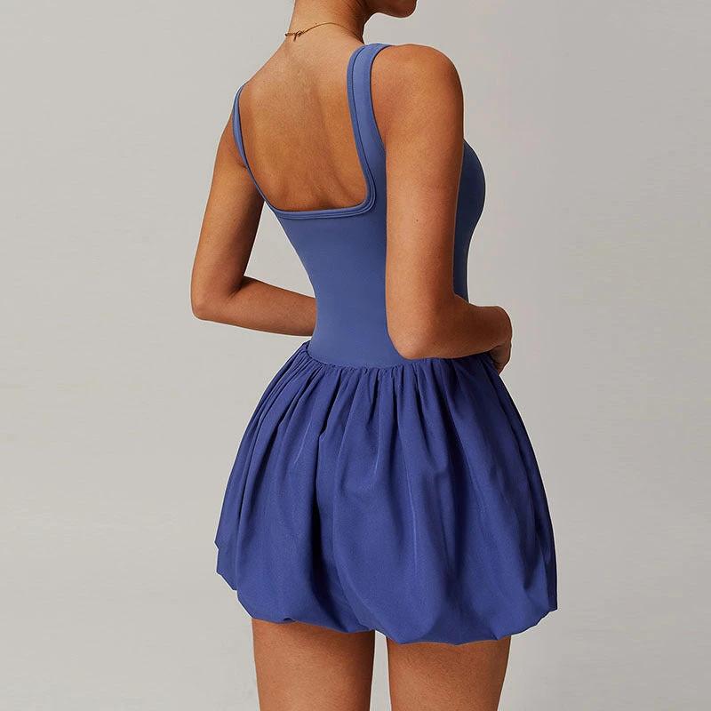 Women's Anti-walking Running Fitness Fake Two Pieces Sports Dress by GJG Denim