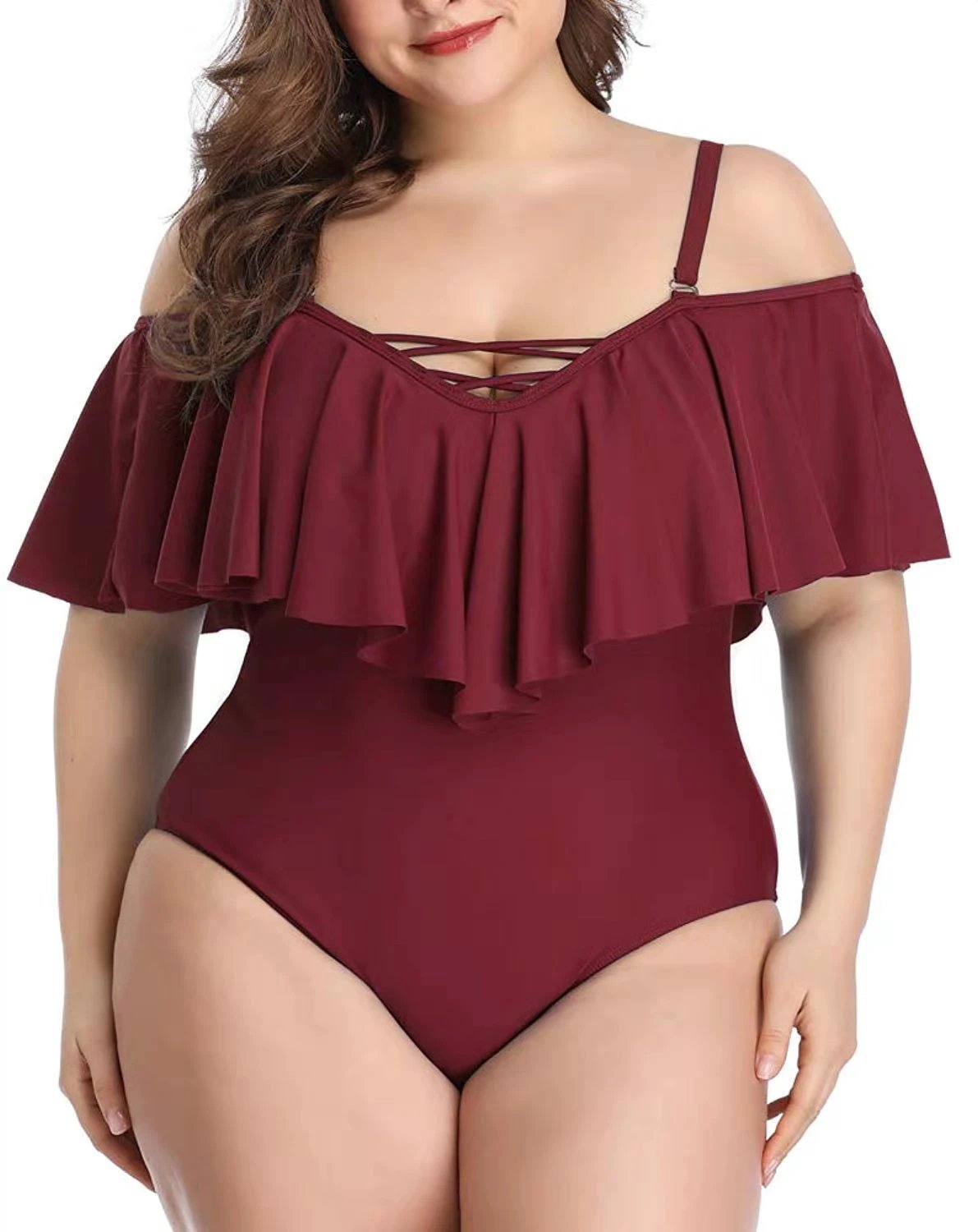 Ruffled plus size slimming bikini by GJG Denim