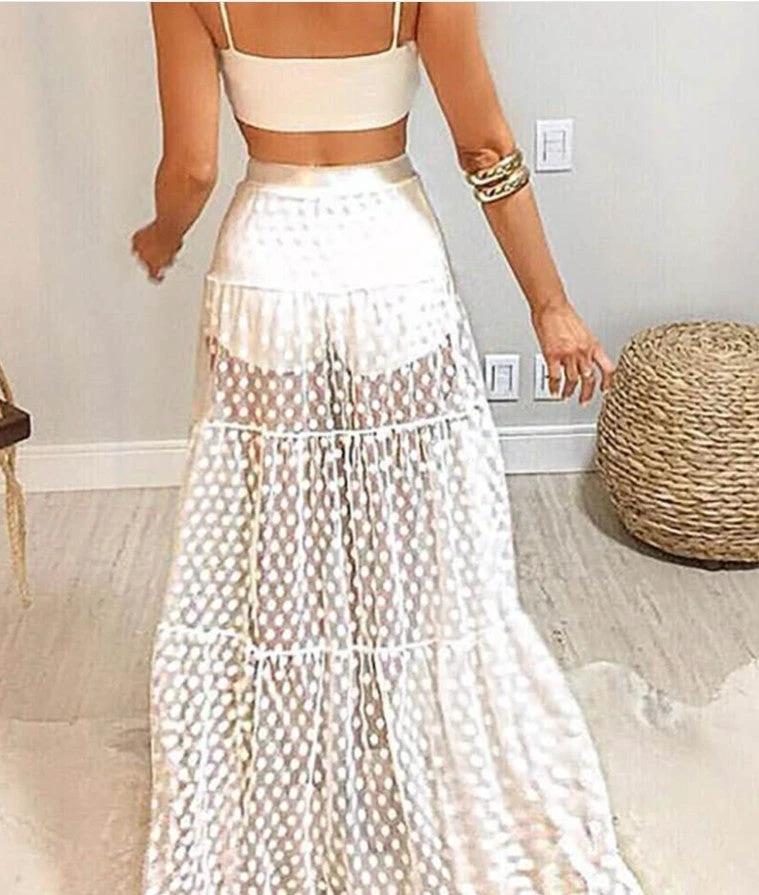 Mesh patchwork skirt by GJG Denim