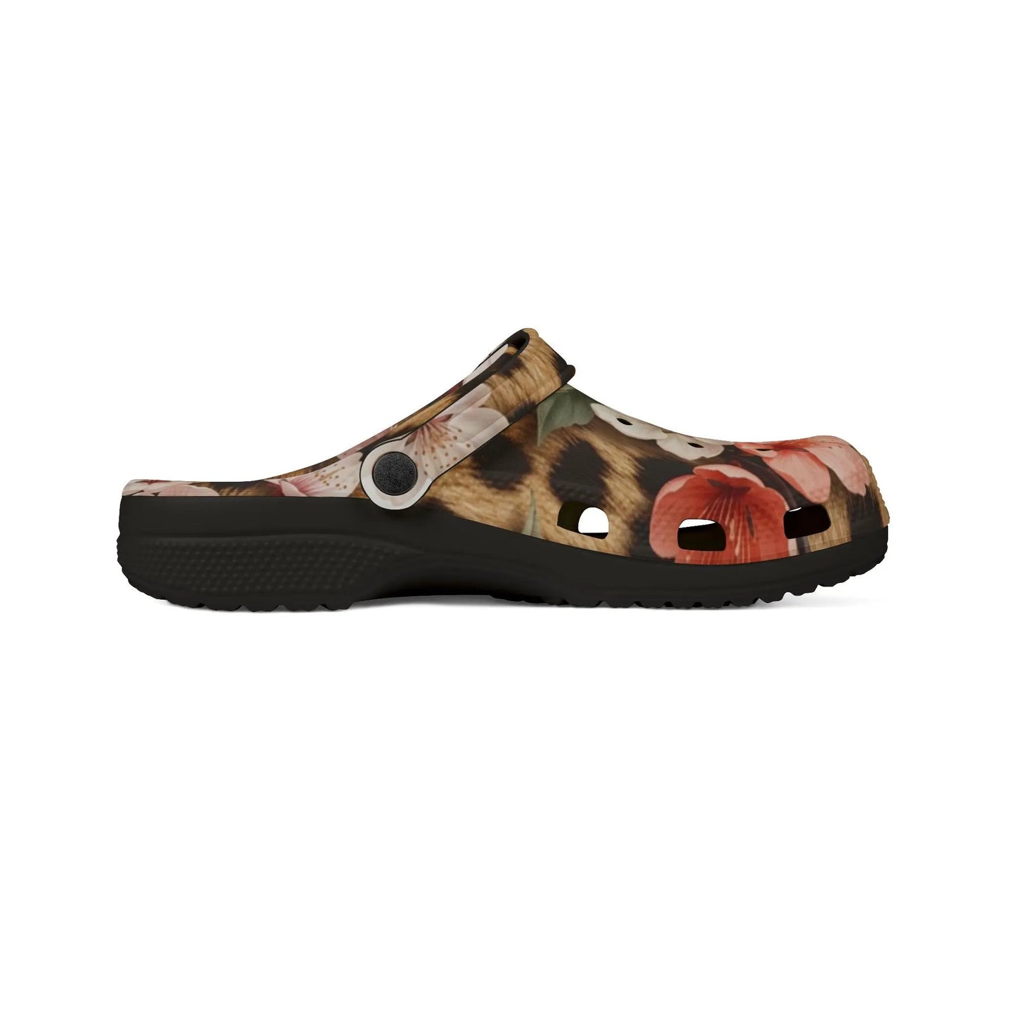 Floral Leopard Print Clogs — EVA Foam Garden Shoes by Printify