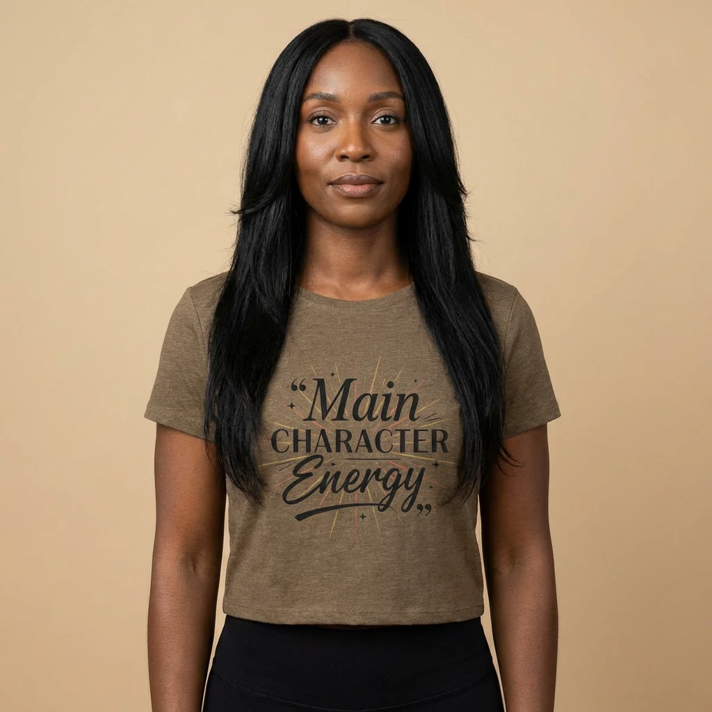 Main Character Energy Crop Tee — Women’s Cropped Graphic Tee by Printify