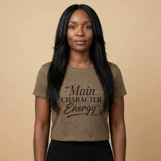 Main Character Energy Crop Tee — Women’s Cropped Graphic Tee by Printify