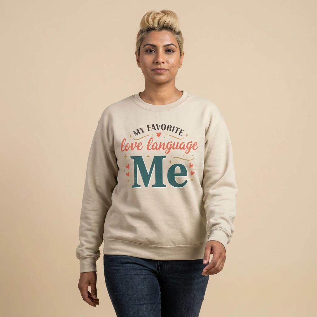 Sweatshirt — "My Favorite Love Language: Me" Valentine Self-Love Crewneck by Printify
