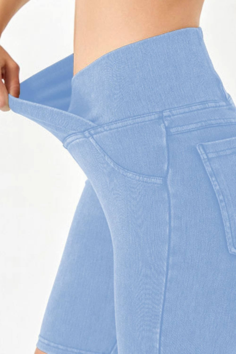 Basic Bae Asymmetrical Waist Denim Shorts with Pockets by Lady Ros