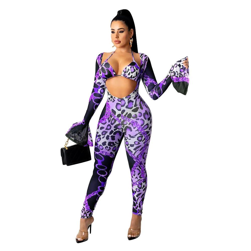 Mesh See-through Printed Two-piece Set by GJG Denim