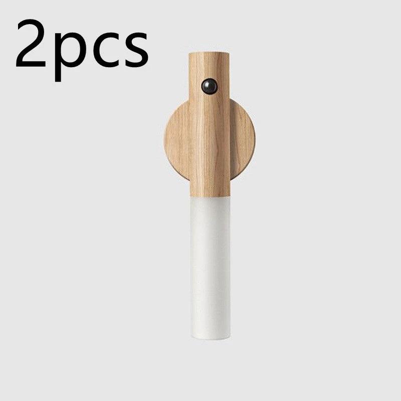 Auto LED USB Magnetic Wood Wireless Night Light Corridors Porch Lights PIR Motion Sensor Wall Light Cabinet Lamp by GJG Denim